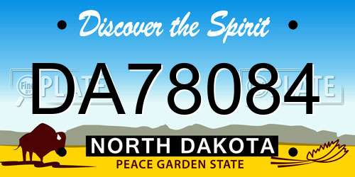 DA78084 North Dakota License Plate