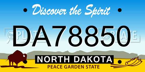 DA78850 North Dakota License Plate