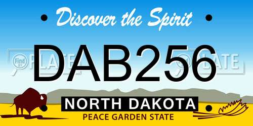 DAB256 North Dakota License Plate