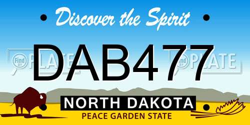 DAB477 North Dakota License Plate