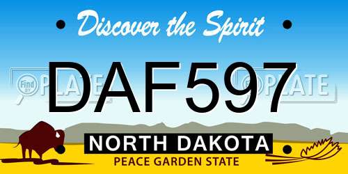 DAF597 North Dakota License Plate