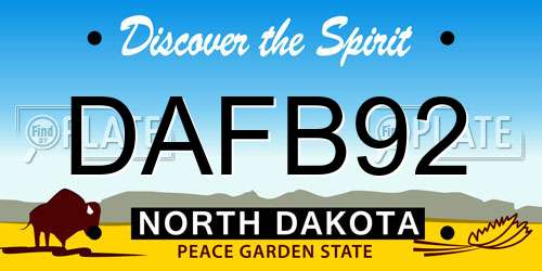 DAFB92 North Dakota License Plate