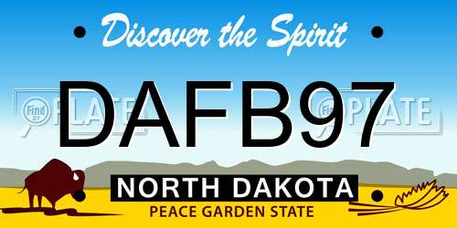 DAFB97 North Dakota License Plate