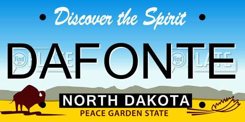 DAFONTE North Dakota License Plate