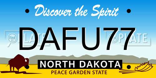 DAFU77 North Dakota License Plate