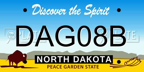 DAG08B North Dakota License Plate