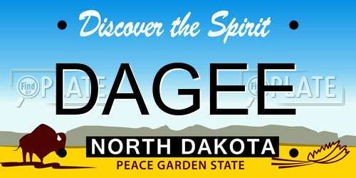 DAGEE North Dakota License Plate