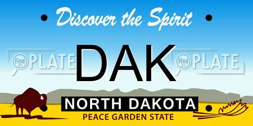 DAK North Dakota License Plate