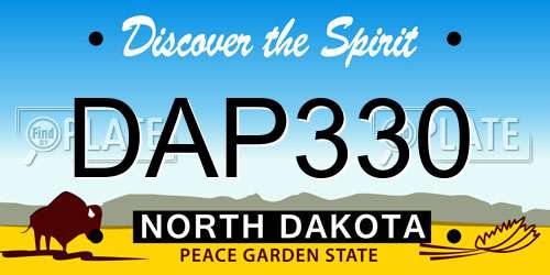 DAP330 North Dakota License Plate