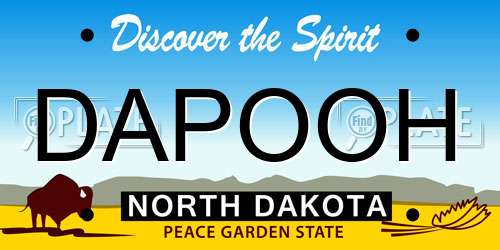 DAPOOH North Dakota License Plate