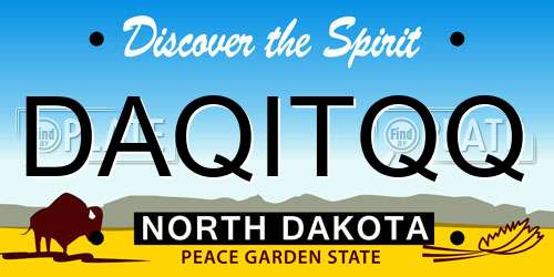 DAQITQQ North Dakota License Plate