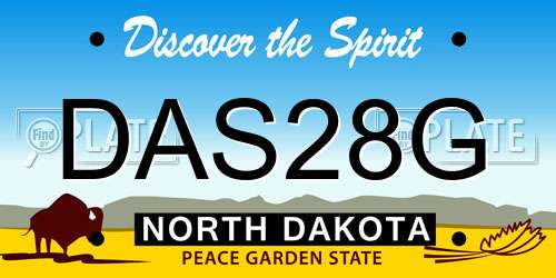 DAS28G North Dakota License Plate