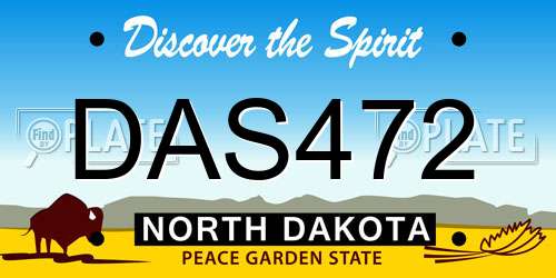 DAS472 North Dakota License Plate