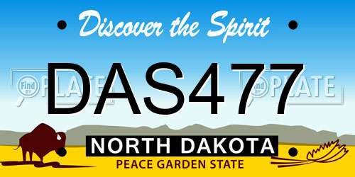 DAS477 North Dakota License Plate