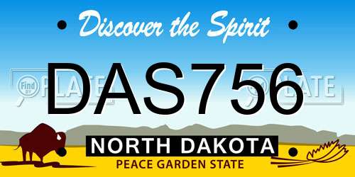 DAS756 North Dakota License Plate