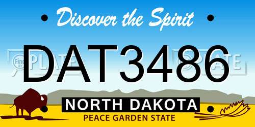 DAT3486 North Dakota License Plate