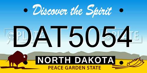 DAT5054 North Dakota License Plate