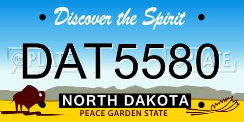 DAT5580 North Dakota License Plate