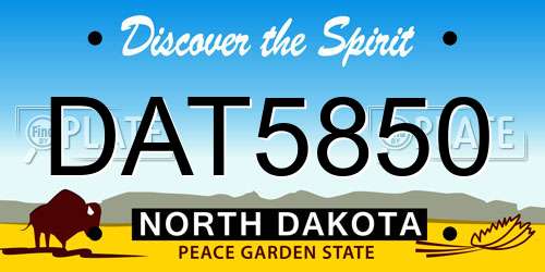 DAT5850 North Dakota License Plate