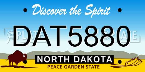 DAT5880 North Dakota License Plate
