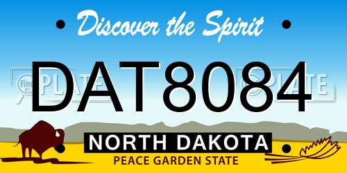 DAT8084 North Dakota License Plate