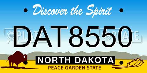 DAT8550 North Dakota License Plate