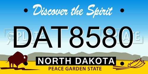 DAT8580 North Dakota License Plate