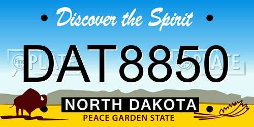 DAT8850 North Dakota License Plate