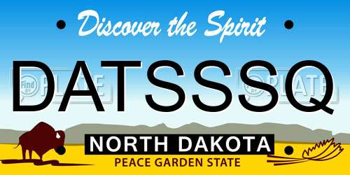 DATSSSQ North Dakota License Plate