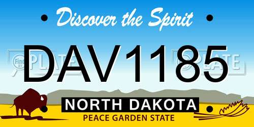 DAV1185 North Dakota License Plate