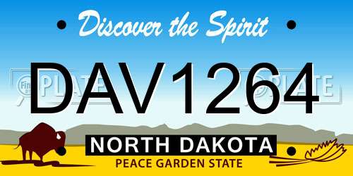 DAV1264 North Dakota License Plate