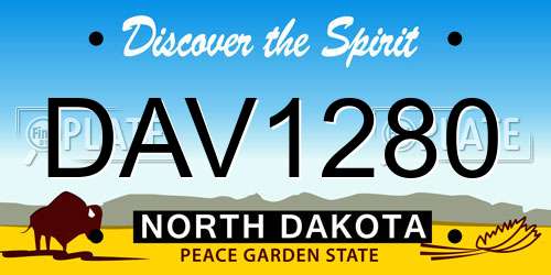 DAV1280 North Dakota License Plate