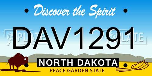 DAV1291 North Dakota License Plate