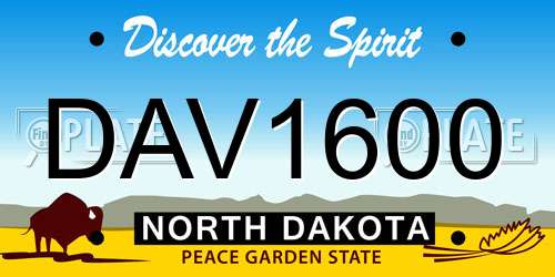 DAV1600 North Dakota License Plate