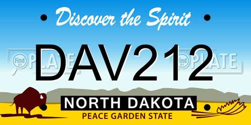 DAV212 North Dakota License Plate
