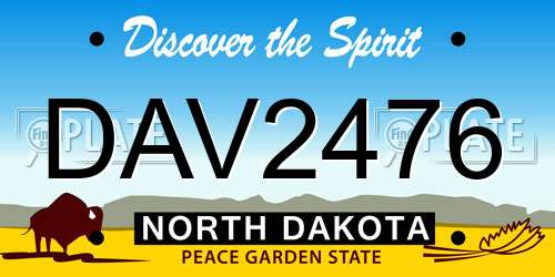 DAV2476 North Dakota License Plate