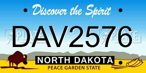 DAV2576 North Dakota License Plate