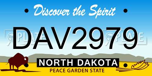DAV2979 North Dakota License Plate