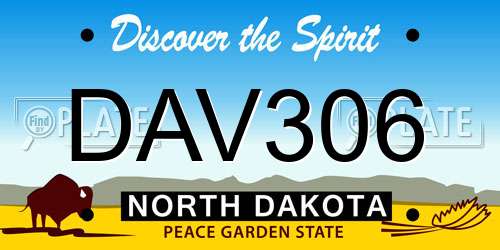 DAV306 North Dakota License Plate