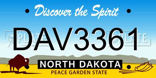 DAV3361 North Dakota License Plate