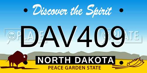 DAV409 North Dakota License Plate