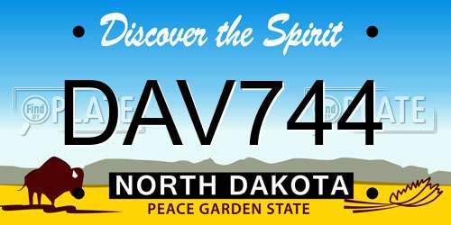 DAV744 North Dakota License Plate