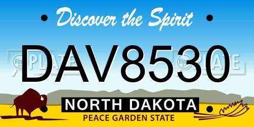 DAV8530 North Dakota License Plate