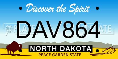 DAV864 North Dakota License Plate