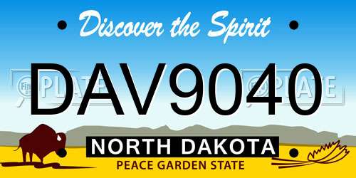 DAV9040 North Dakota License Plate