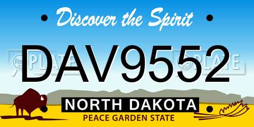 DAV9552 North Dakota License Plate