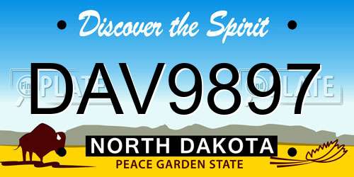 DAV9897 North Dakota License Plate