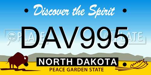 DAV995 North Dakota License Plate