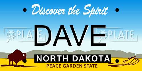 DAVE North Dakota License Plate