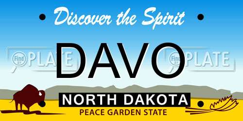 DAVO North Dakota License Plate